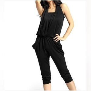 Women Black Halter Tube Tank Sleeveless Jumpsuit